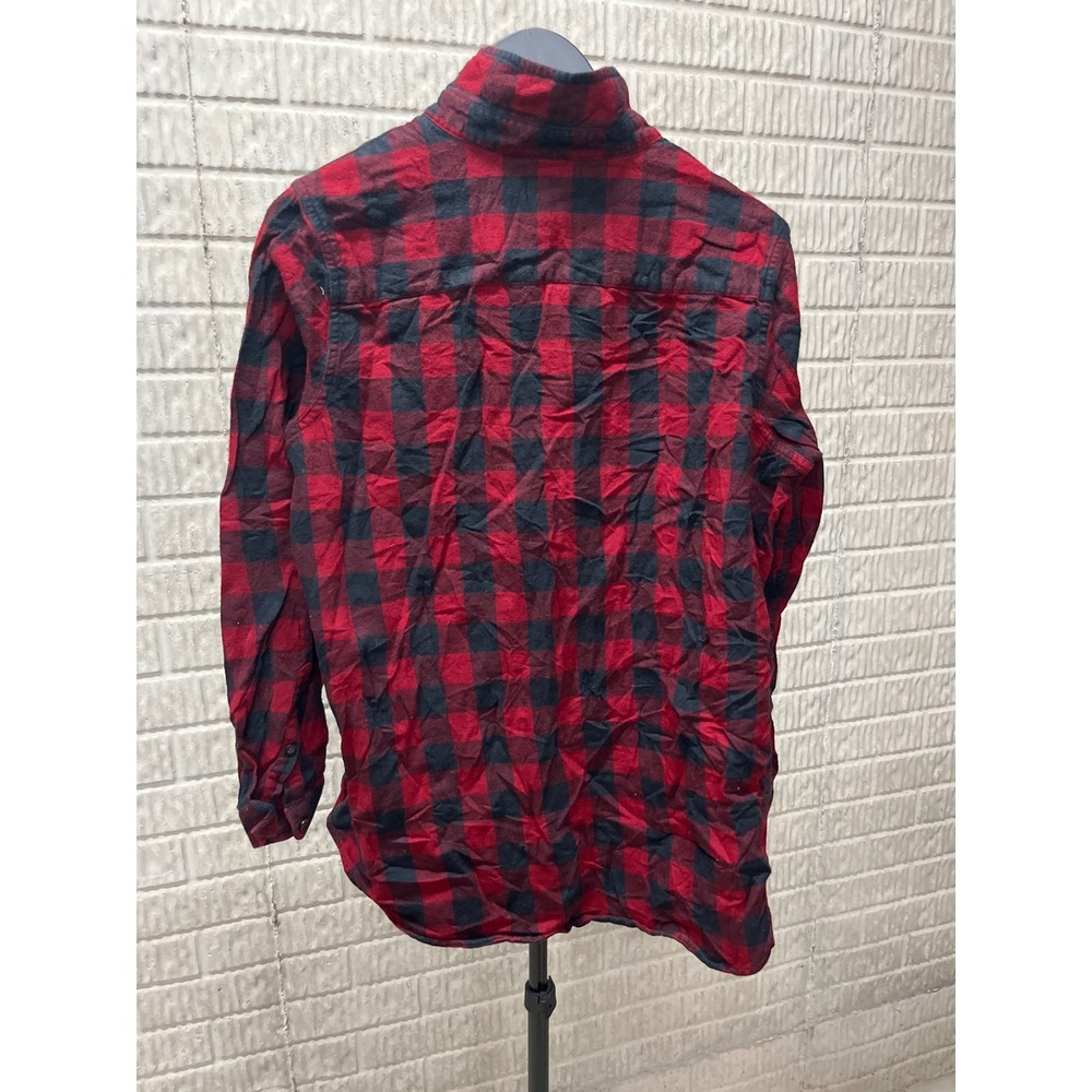 LLBean Flannel Shirt‎ Red Black Buffalo Plaid Fit Long Sleeve Button Up Top L - Picture 2 of 3